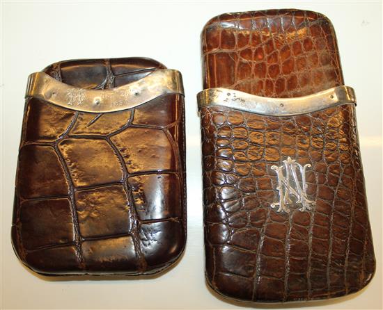 2 silver mounted crocodile cigar cases